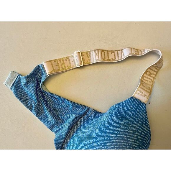 Victoria’s Secret Bra Lightly Lined Demi 36D Glitter LOGO Wide Straps Underwir - Picture 6 of 7